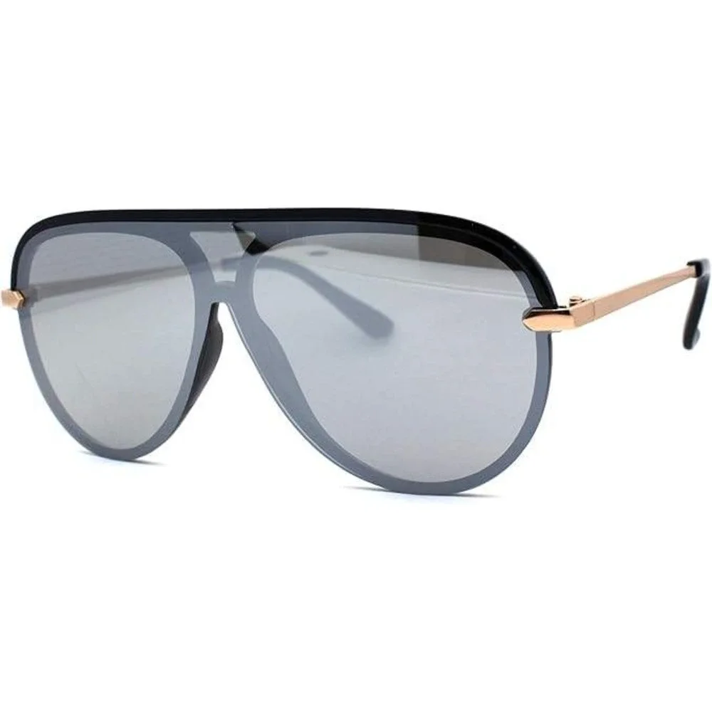 Mens Oversized Sunglasses Mirror Lens Flat Top Shield Modern Driving Shades New